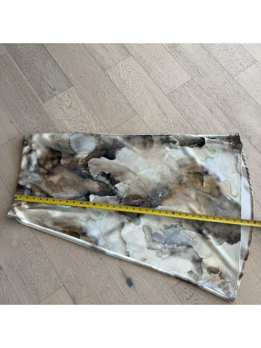 Zara Abstract Watercolor Oil Print Neutral Midi Skirt Fall Size S - Picture 5 of 6